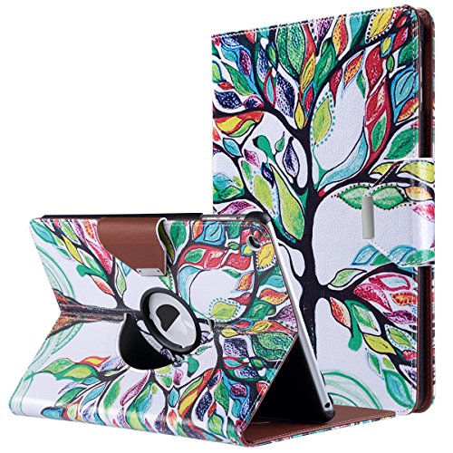 ULAK iPad Air Case, Multi-Angle Rotating Stand Protective Case Cover for Apple iPad Air (2013 Release) with Automatic Wake/Sleep Function (Tree Pattern)