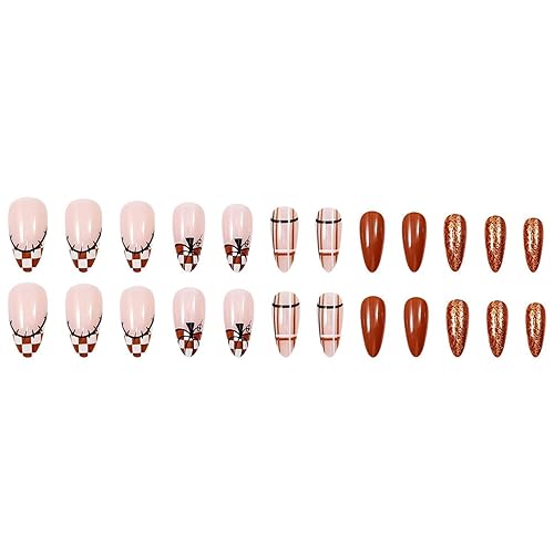 Miniatura 133 de Uñas postizas a presión de Halloween, cuadradas, medianas, francesas, color negro, degradado, cobertura completa, calavera, corazón rosa, con Uñas
