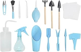 Juego de 16 herramientas de plantación de suculentas para trasplante, juego de combinación de flores para jardinería, mini suministros de jardinería, plantas carnosas en maceta, color azul