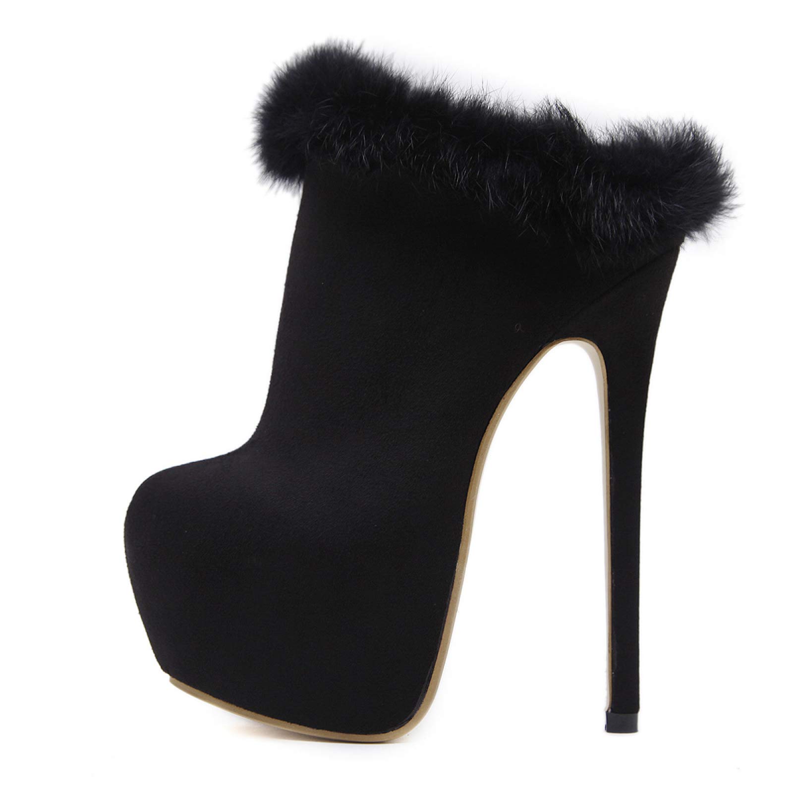 Tacchi Donna Tacchi Alti Tacco Alto Tacco A Spillo Nero con Plateau Alto Impermeabile Punta Tonda,Black-42