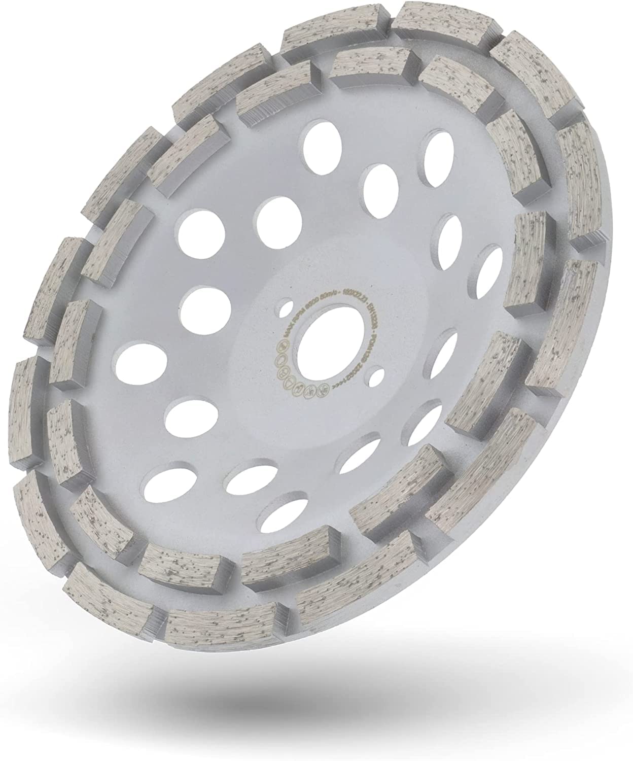 PRODIAMANT Meule Assiette Diamantée 180 mm Béton Universel Double Rangée 22,2 mm