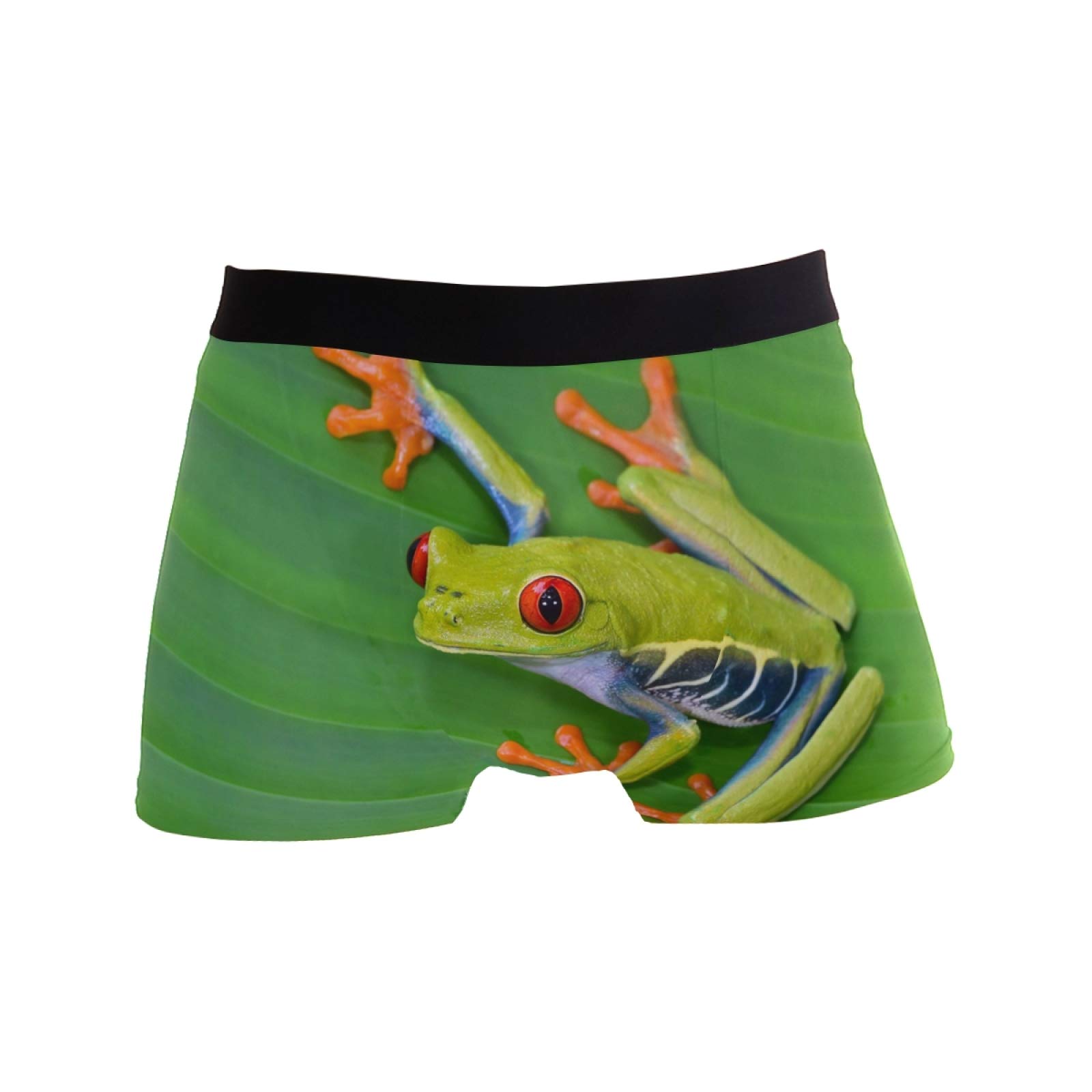 Linomo Men's Multicoloured Boxer Briefs Animal Frog Green Leaf Boxers Shorts Underwear Underpants