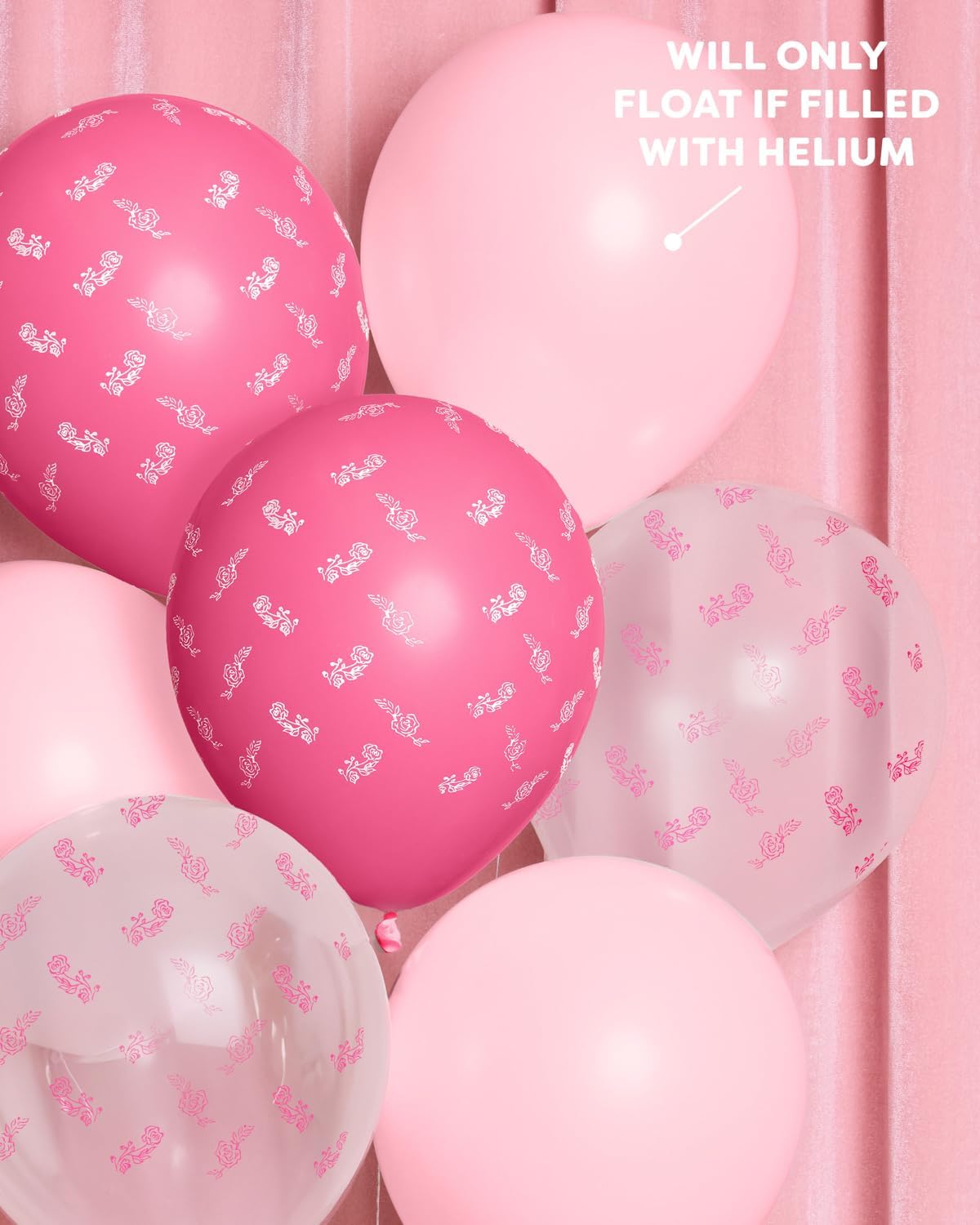 xo, Fetti Pink Floral Latex Balloons - 24 pk, 12" | Bachelorette Decorations, Coquette Birthday Party, Garden Party Decor, Tea Girl Baby Shower, Valentines Supplies, Galentines