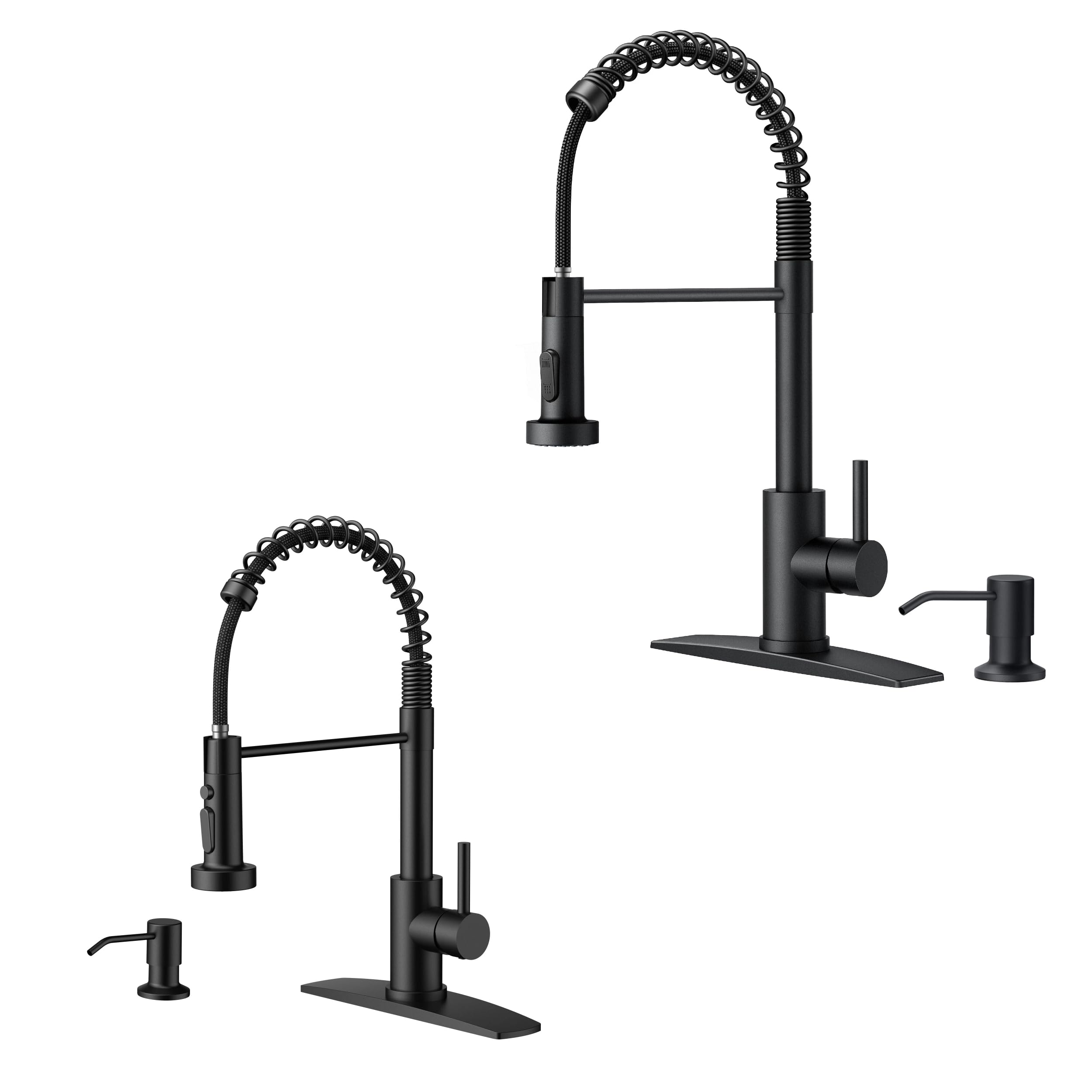 Jnfidosr Black Pull Down Kitchen Faucet With Soap Dispenser And Pull Out Sink Faucet With Soap Dispenser (Matte )
