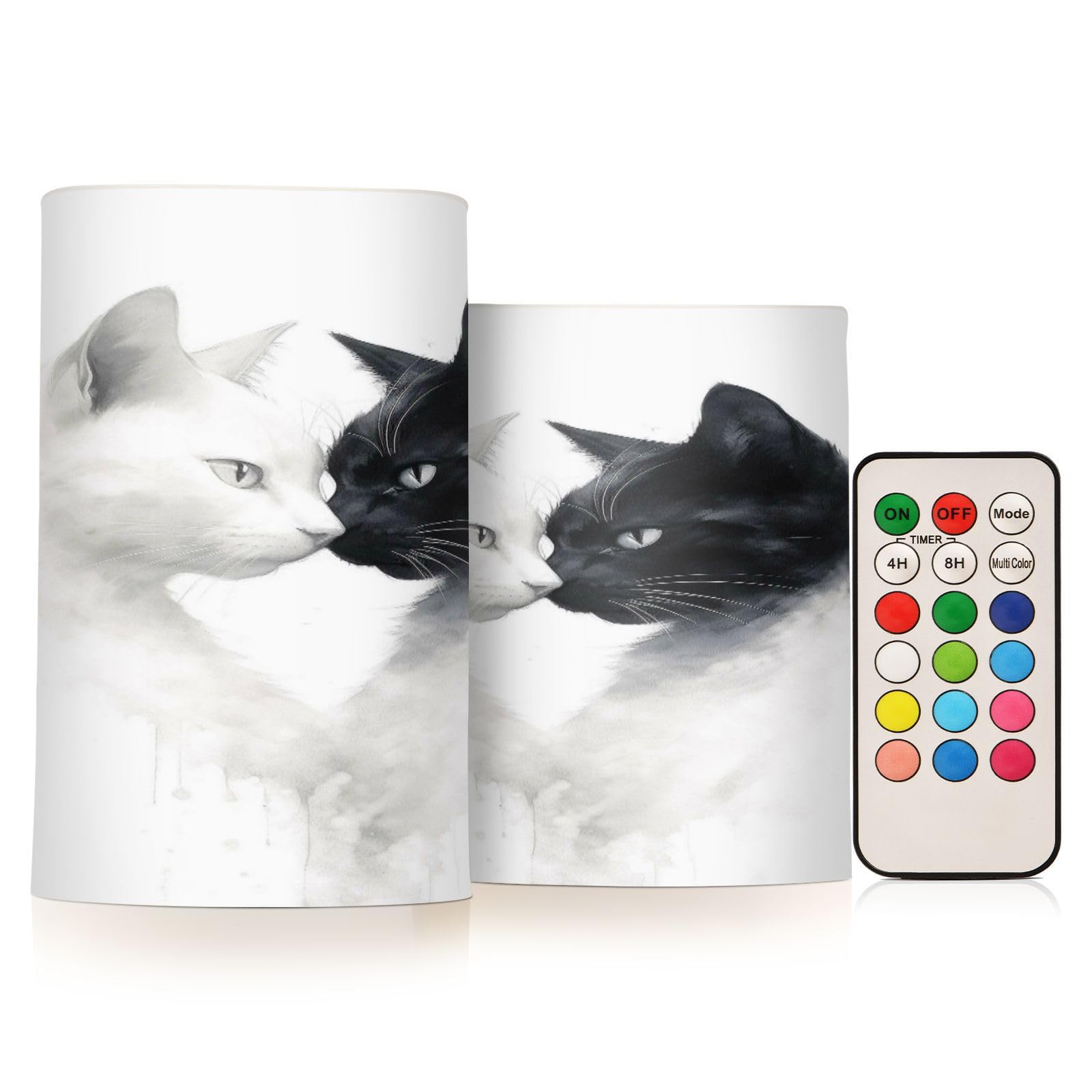 ALAZA Cat (67) Flickering Flameless Candles Battery Operated with Remote Timer,Tea Light Candles LED Pillar Votive Candles Set of 2 for Outdoor Indoor Decorations