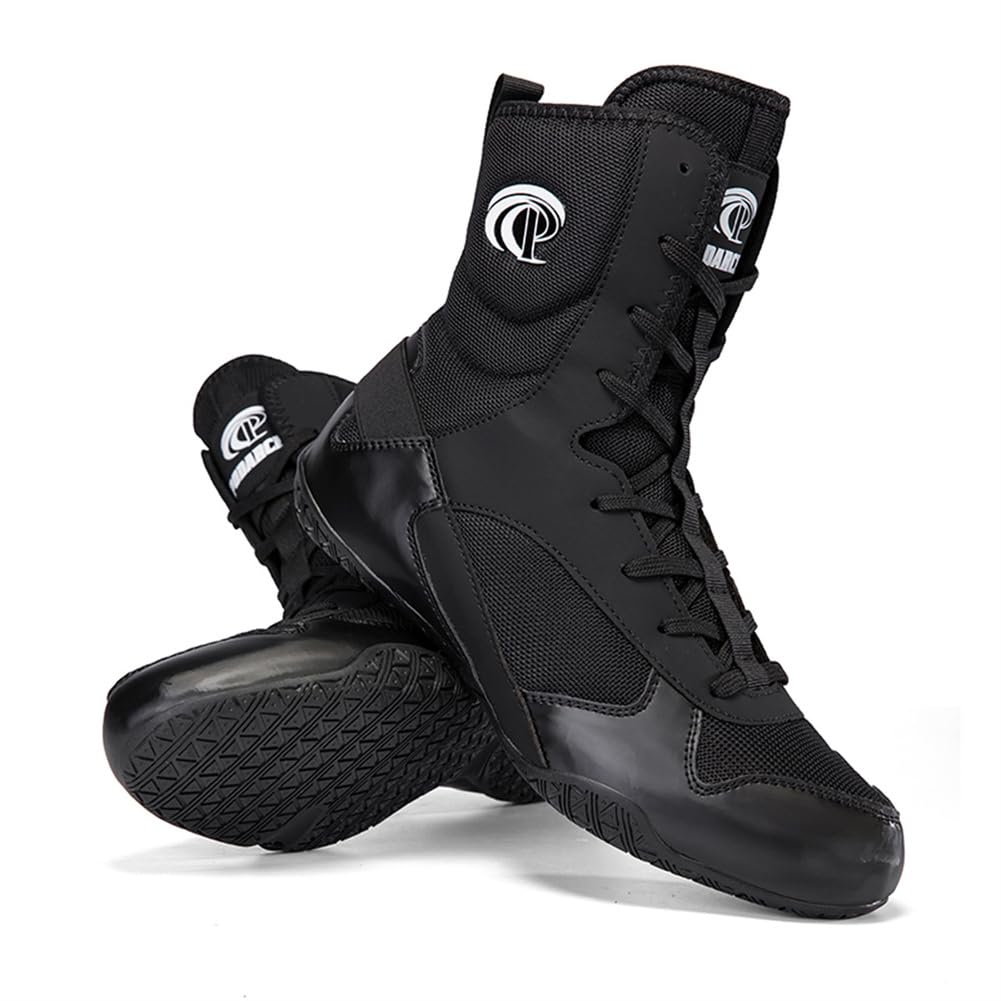 Scarpe da Wrestling da Boxe Alte, Stivali Sportivi da Combattimento Traspiranti Antiscivolo Calzature da Competizione da Uomo e giovanili