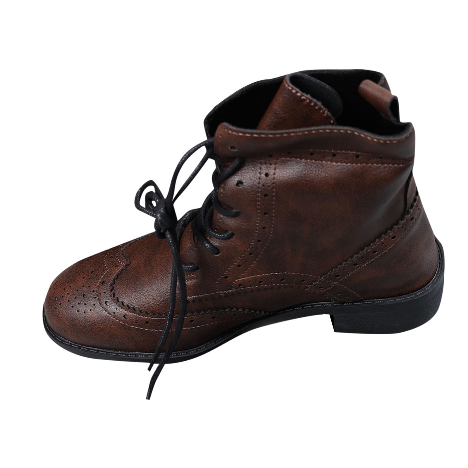 Bottines daim sculpté haut de gamme à talon épais couleur café de luxe - 8