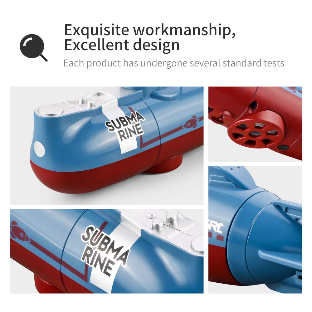 OBEST Mini Submarino Teledirigido Barco, 6 m/Min Simulado RC Submarino Atómico, 360 ° Giratorio Modelo de Barco de Buceo de Alta Velocidad, Juguete de Agua Eléctrico Regalo para Niños a Partir de 8