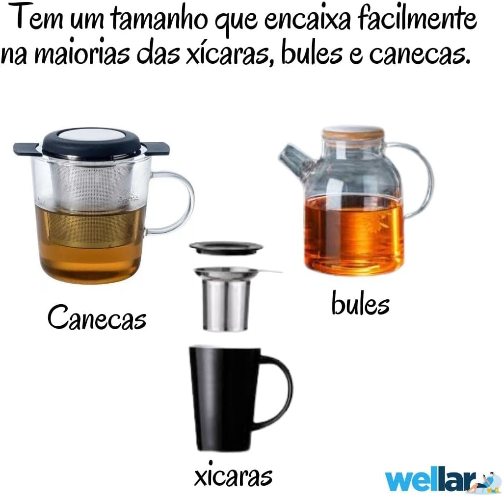 Infusor De Chá Tipo Cesta Em Inox Com Alça Silicone