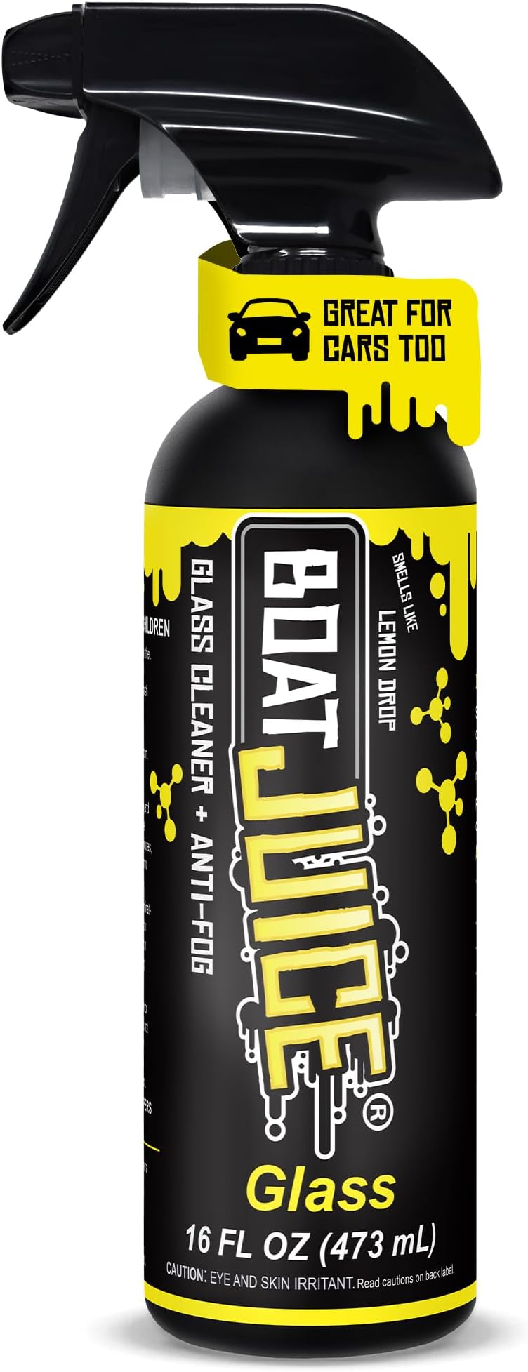 Boat Juice 2in1 Glass Cleaner & Anti-Fog Spray | Streak-Free for Boat Windshields, Car & RV Windows, Navigation Screens | No Rinse | Ammonia-Free | Lemon Drop Scent | Made in USA | 16oz
