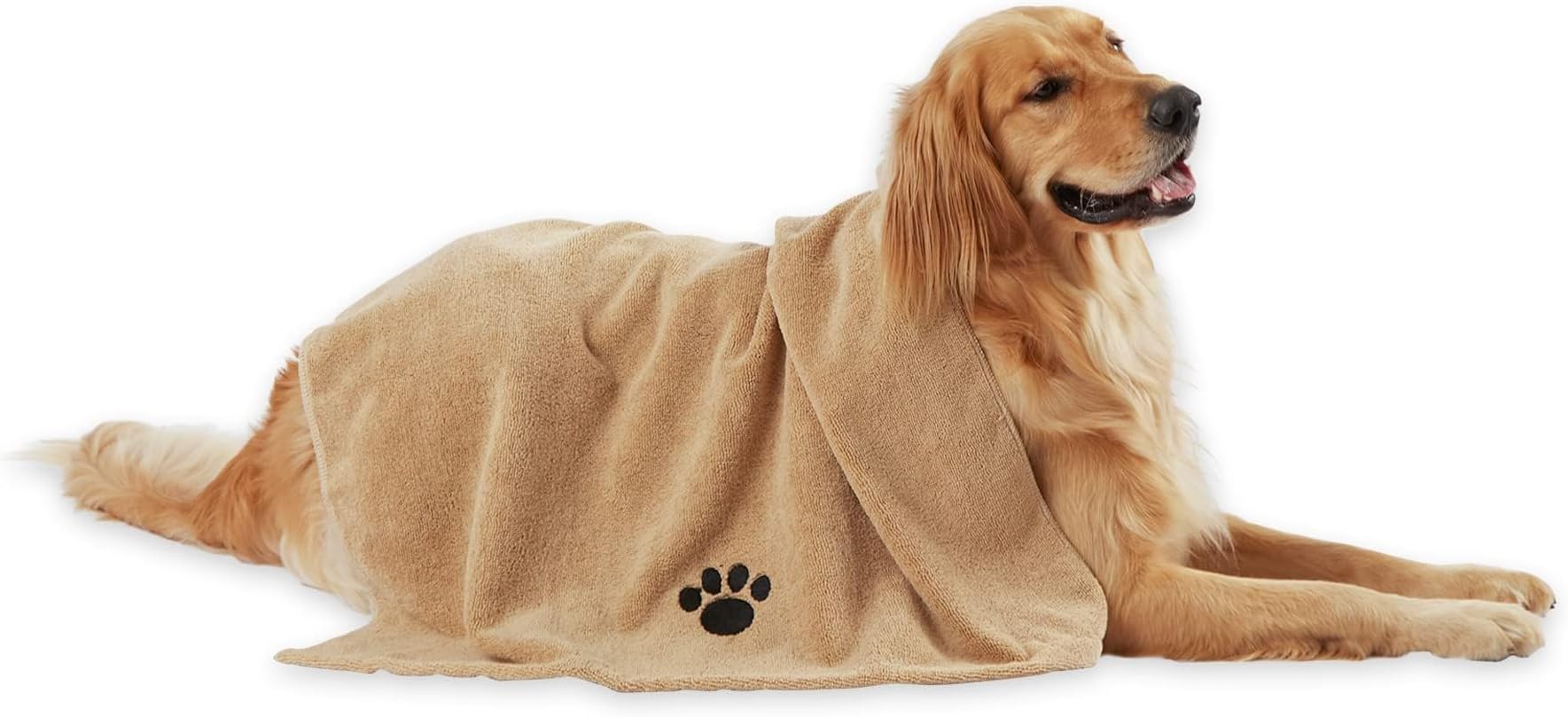 Bone Dry Pet Grooming Towel Collection Absorbent Microfiber X-Large, 41x23.5, Embroidered Taupe (Pack of 12)