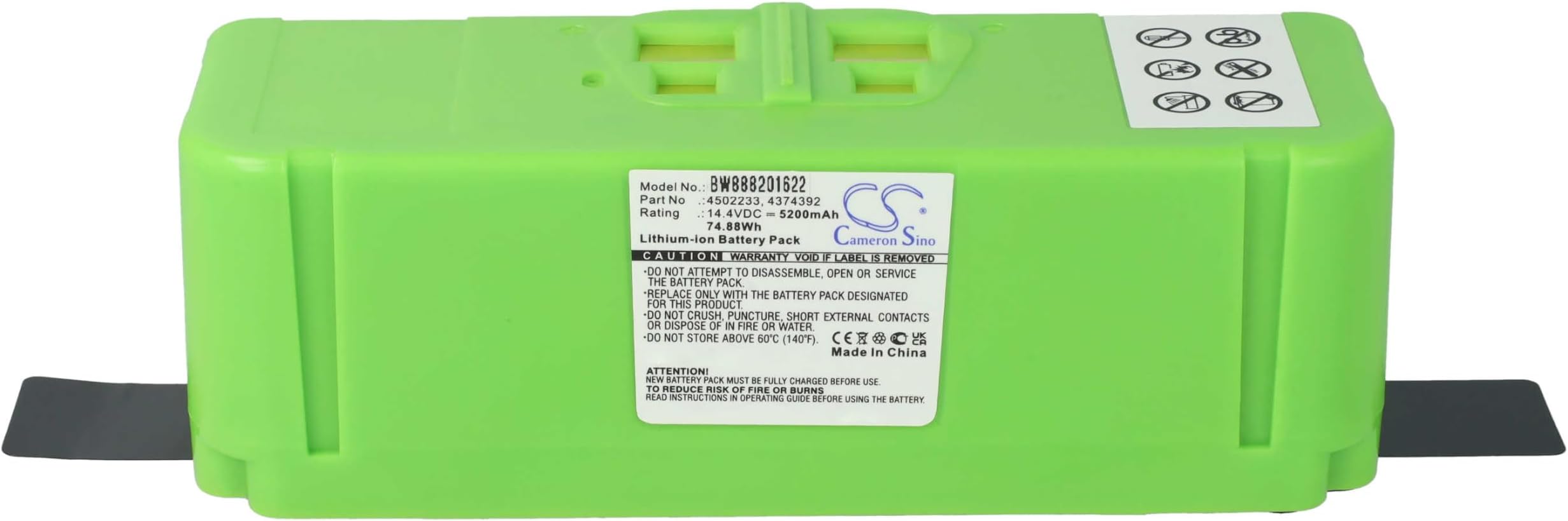 elasta 14.8V 6400Ah Li-ION Batterie de Rechange pour iRobot Rooba