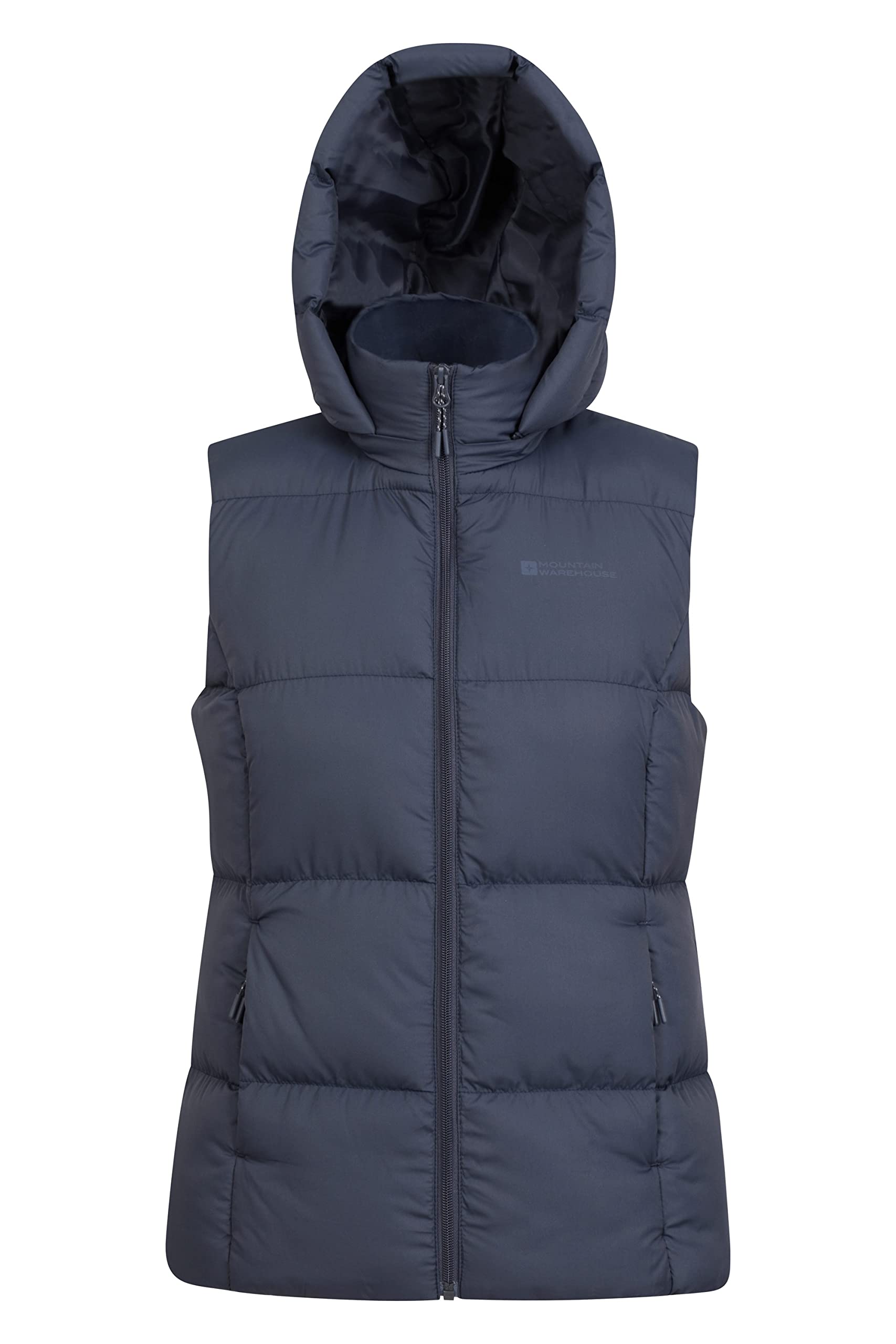 Mountain Warehouse Grey Astral Womens Padded Gilet - Water Resistant Ladies Bodywarmer, Detachable Hood Vest, Microfibre Insulation - Best For Outdoors, Sports, Gym, Spring Summer Women's Size 10