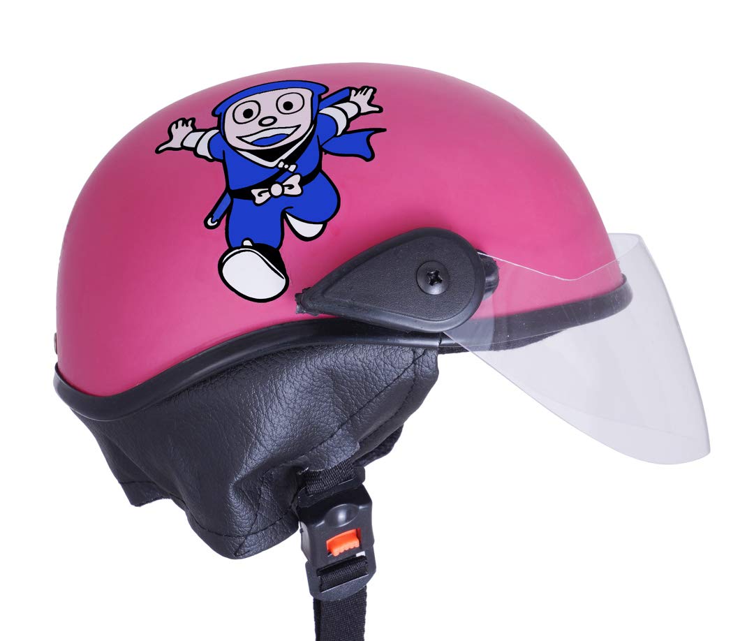 western era Stylish Cartoon Open Face Helmet for Kids || Baby Safety and Comfort || (3-12 Years). (Free, Pink Matte) (Non-Motorized)-picture-20
