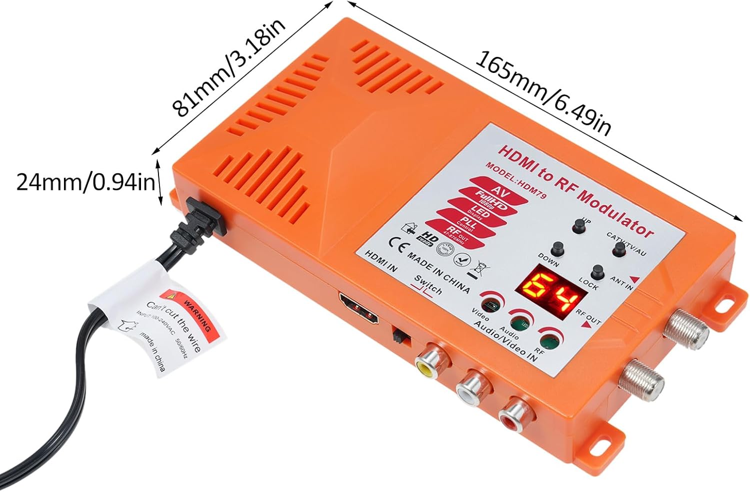 TV/AV to RF Modulator Coaxial UHF Converter Adapter w/ & Channel Switch for Gaming Lap Blu-ray HD Digital AV Video to Analog Coax NTSC TV