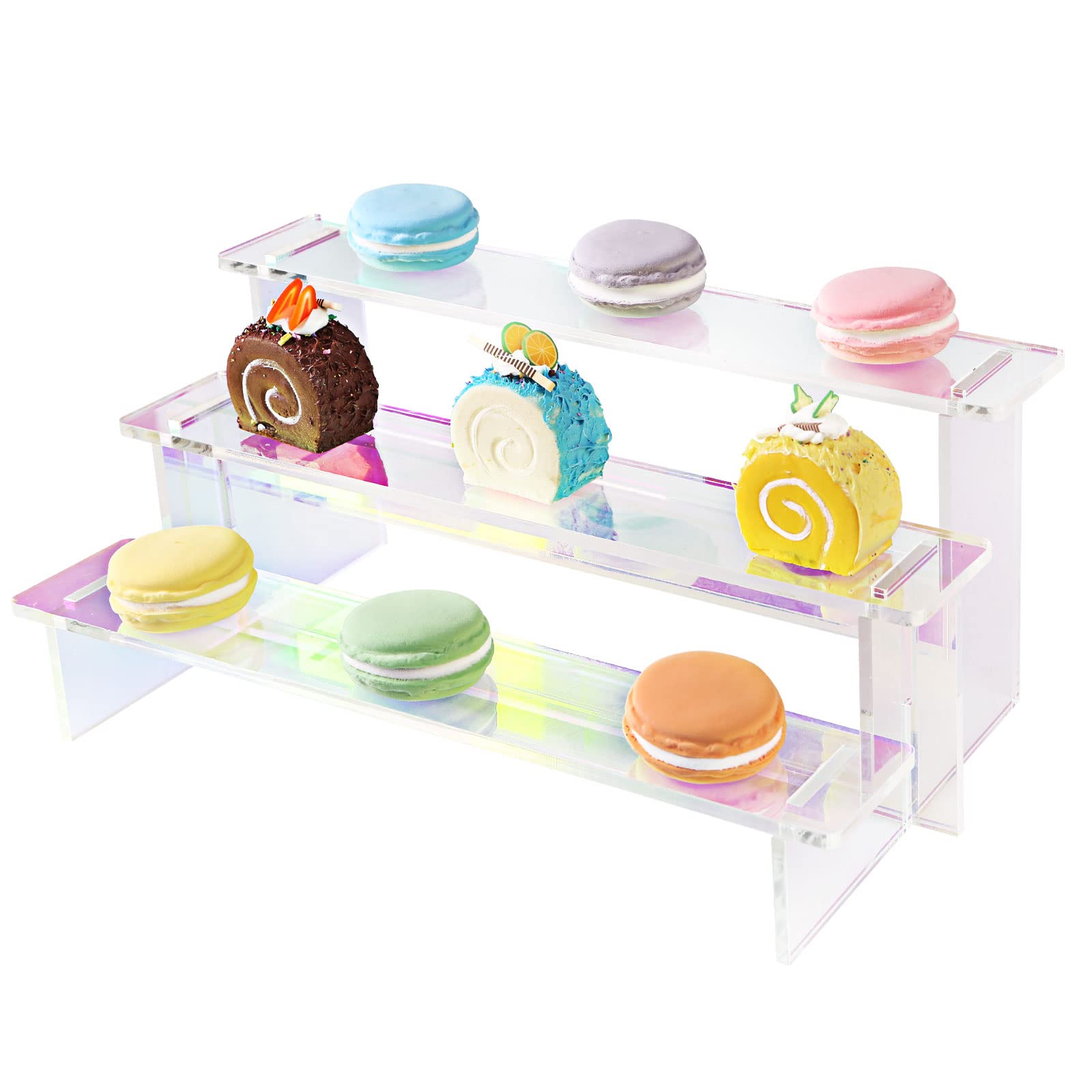 Florasity Acrylic 3 Tier Standing Riser for Macarons Cookie POP figures Cupcakes Food Clear Display Stand