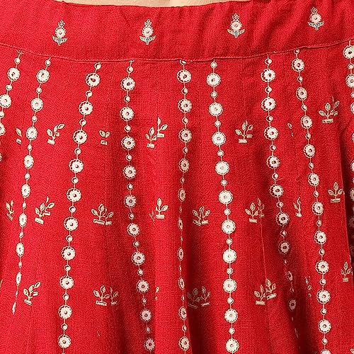 Image of Divena Maroon and Gold Printed Lehenga choli with Gold Dupatta Set