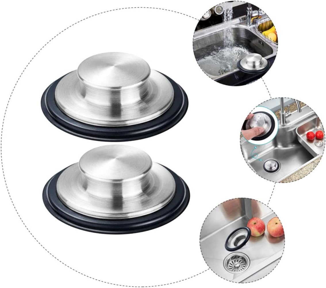 2pcs Stainless Steel Sink Stoppers Rings Kitchen Food Waste Disposer Splash Guards for Drainage Sink Plugs for Garbage Disposal and Splash Protection