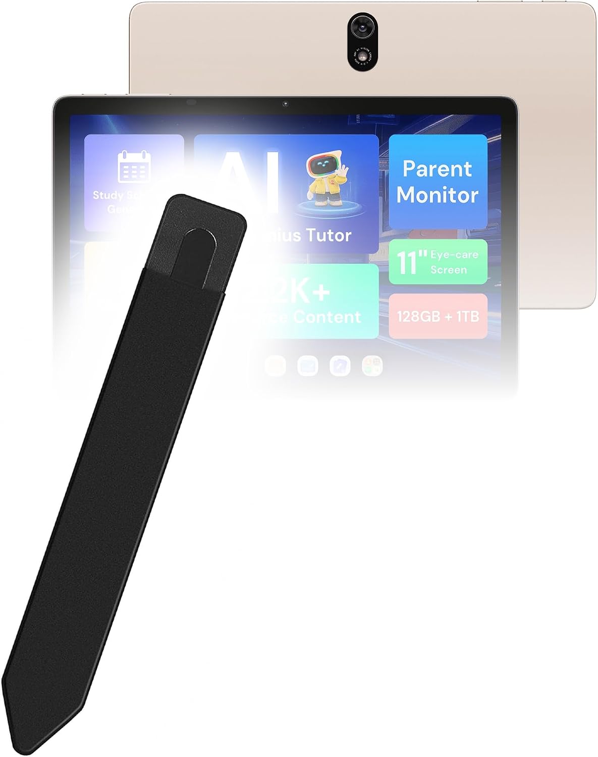 BoxWave Stylus Pouch Compatible with Think Academy AI Tablet (11 in) - Stylus PortaPouch, Pen Stylii Holder Carrier Portable Self-Adhesive - Jet Black