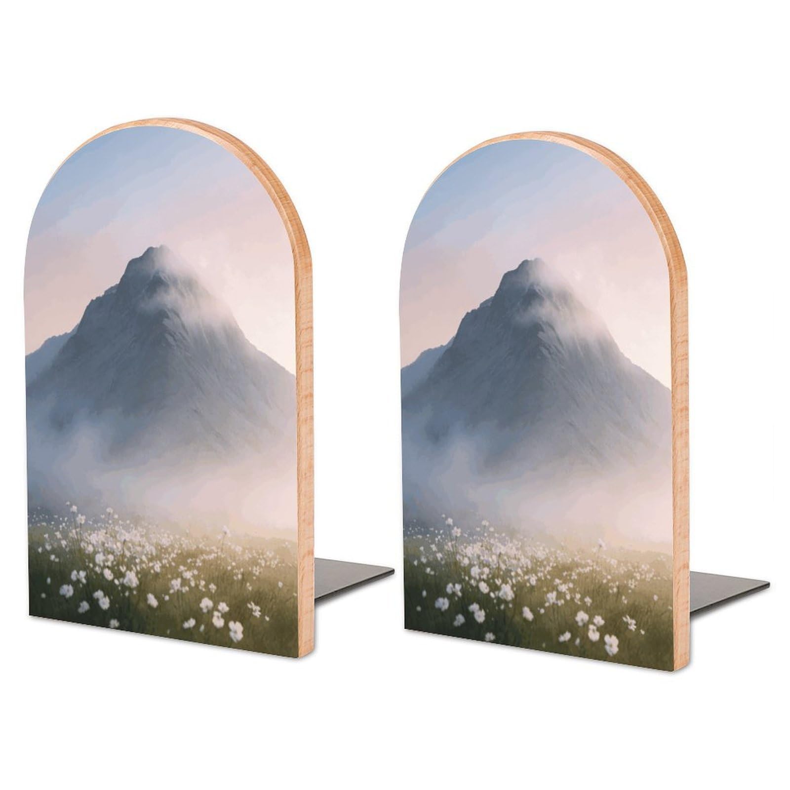 Sujetalibros decorativos de madera, tope de libros de metal antideslizante y soporte grande