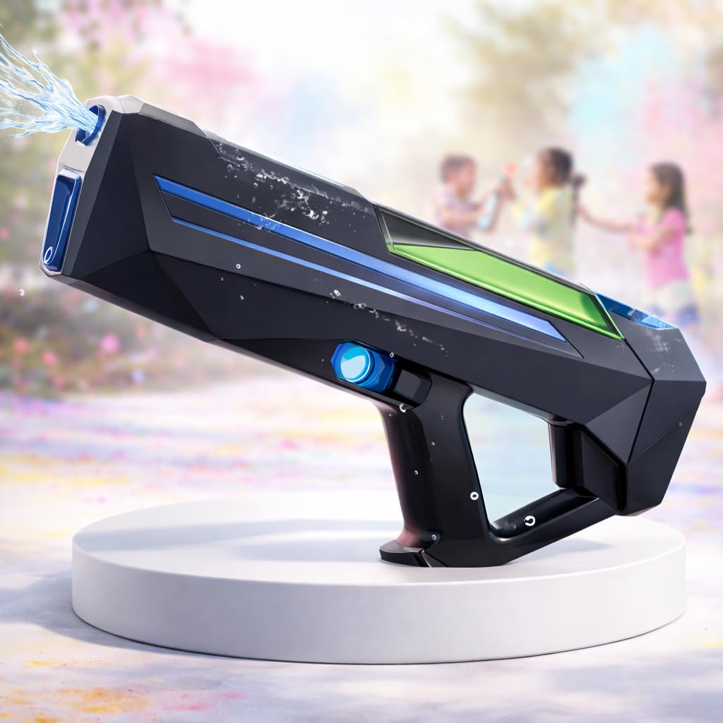 Storio Rechargeable Electric Automatic Big Powerful Holi Pichkari Water Gun Toy for Kids with Luminous Light | 300ML Inbuilt Storage | Upto 30Ft Range |High Pressure Mechanism-image-38