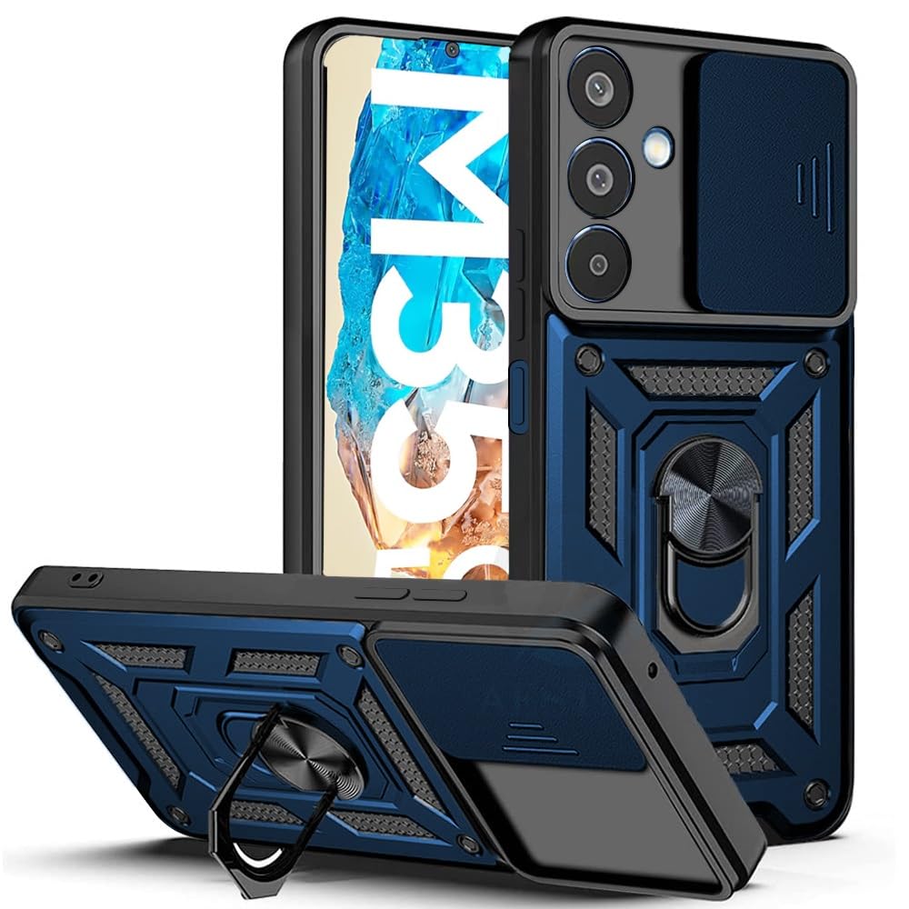 AESTMO Tough Armor Samsung Galaxy M35 5G Bumper Back Case Cover | Ring Holder & Sliding Camera Shield Cover | 360 Degree Protection Back Case Cover for Samsung Galaxy M35 5G (Blue) (B0DHPK3B2J) Amazon Price History, Amazon Price Tracker