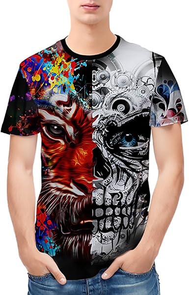 T Shirt Uomo Estivi Manica Corta Girocollo HD 3D Stampato Maglietta Cranio  Modello Moda Casuali di Strada Ragazzo Magliette : Amazon.it: Abbigliamento
