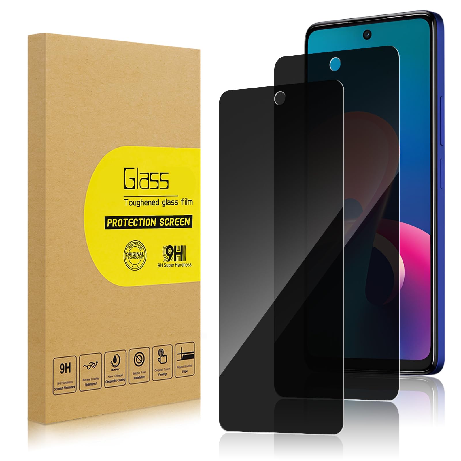 2 Pack Privacy Screen Protector for TCL 50 XE[Anti-Spy Tempered Glass], Ultra HD, Anti-Scratch, Bubble-Free, Easy Install 9H Protective Glass for TCL 50 XE