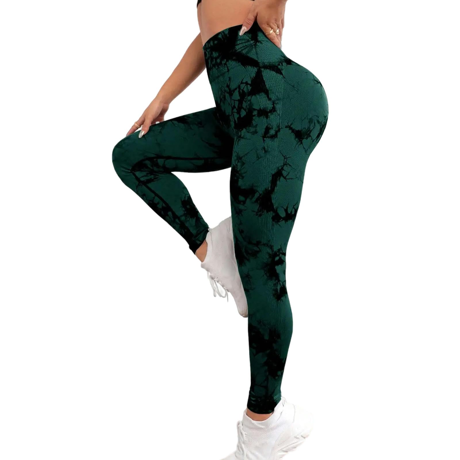 Legginsy dla kobiet UK Tie Dye spodnie do jogi sportowe legginsy damskie bezszwowe wysoka talia push up damskie rajstopy fitness trening legginsy -szary-S