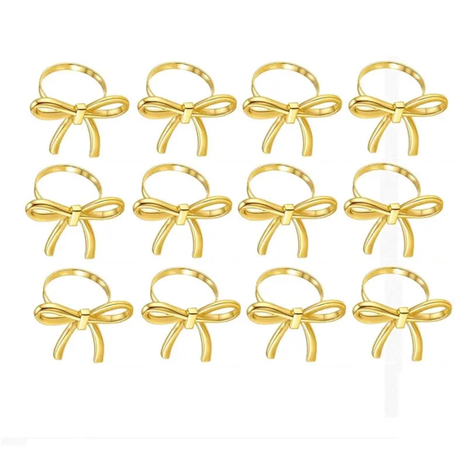 Napkin Rings 12pc Gold Bow Metal Napkin Rings