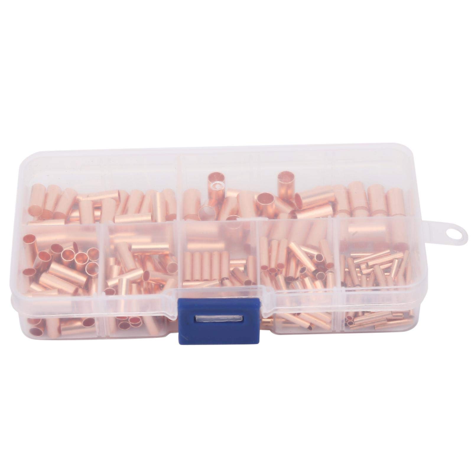 Fafeicy 250 szt.Rura łącząca z czerwonej miedzi GT1-6mm, złącze rury pośredniej, zestaw asortymentowy rurki czerwonej miedzi 2,2 mm ~ 6,5 mm do połączenia elektrycznego AC/DC