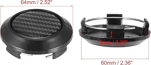 Miniatura 5 de X AUTOHAUX 4 tapacubos centrales de rueda de 2.520 in, cubiertas universales, piezas de tapa de cubo para automóvil, base negra, diámetro exterior