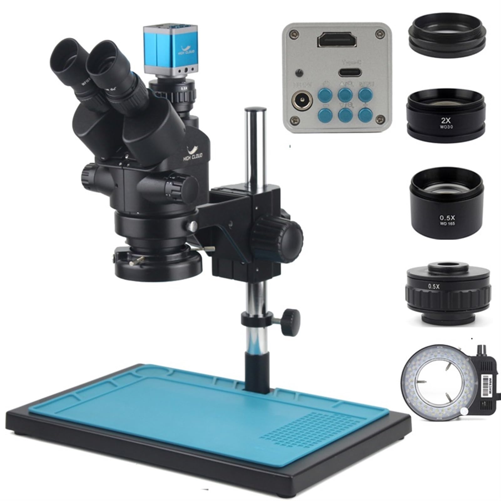 Microscopio estéreo trinocular con zoom 3.5-90X, 2K, 4K, 48MP, cámara de video HDMI para reparación de soldadura, teléfono, reloj, observación de joyas (HDMI tipo C)