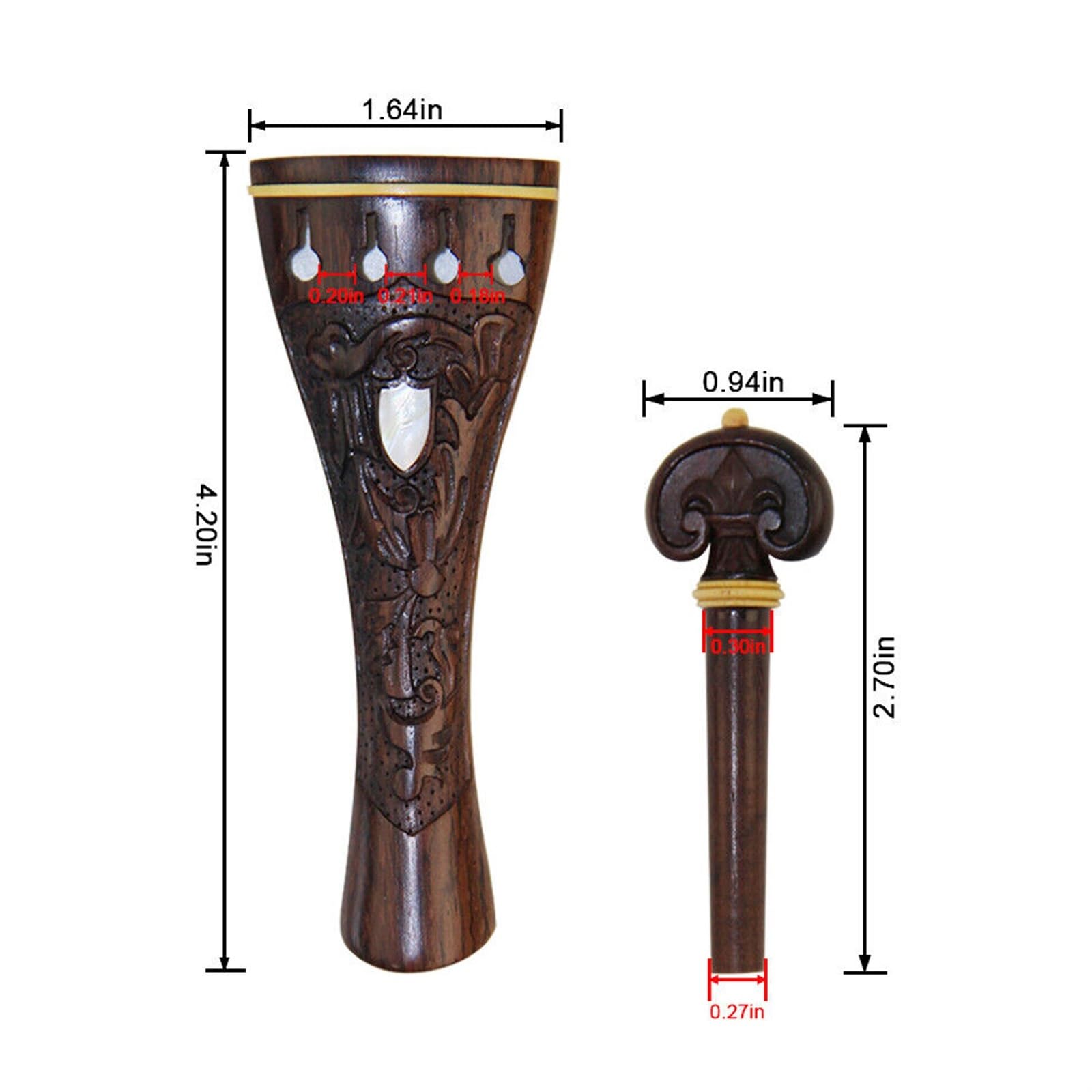 Piezas De Violín Accesorios Para Violín De Madera Tallada Con Cuerno Clavijas Juego De Cuerdas Mentonera Y Cordal Juego Completo Para Violín
