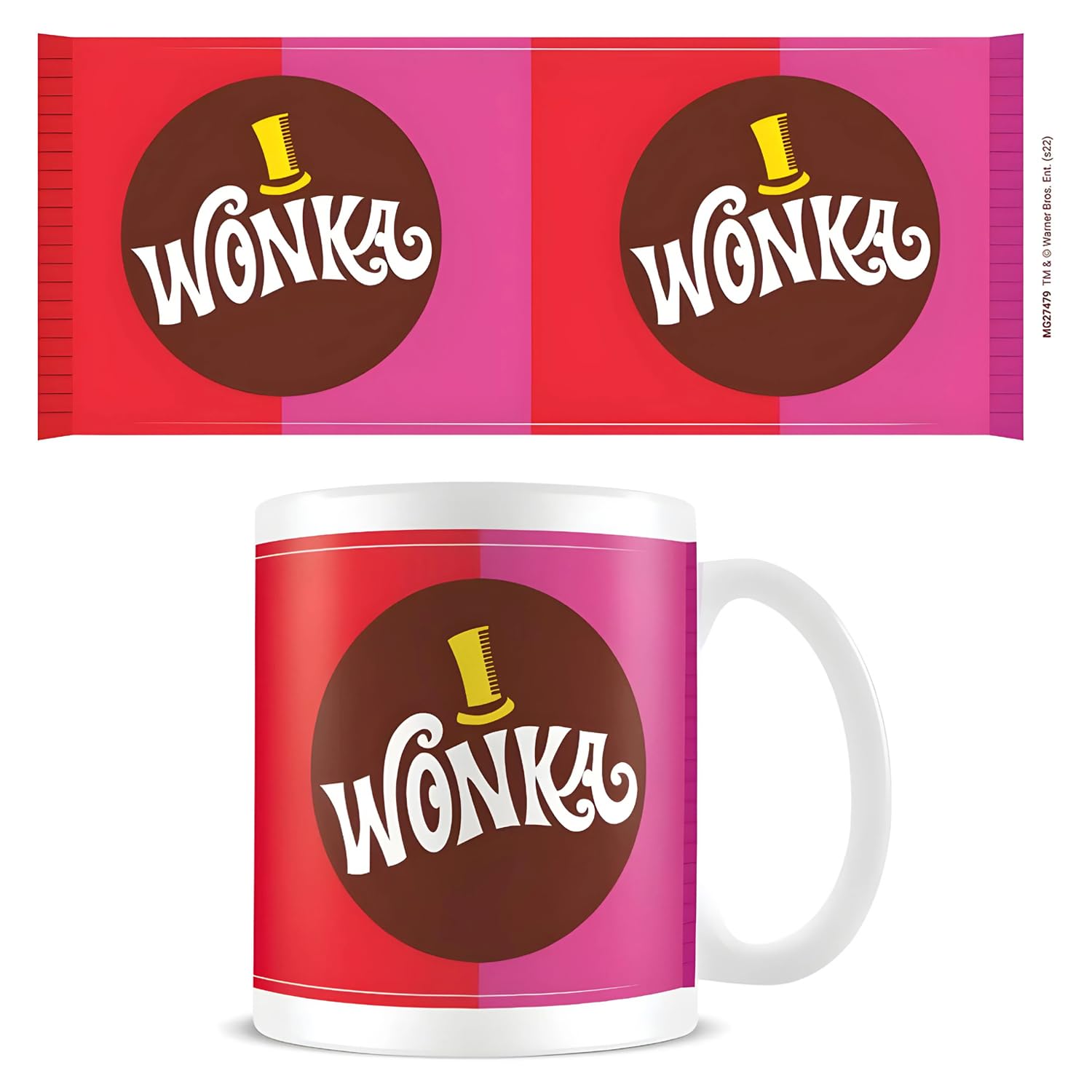 Pyramid International Willy Wonka & The Chocolate Factory Ceramic Mug, 325 ml, Brown, Gold, Pink, Red, Round, Reusable, Dishwasher Safe, Officially Licensed Merchandise