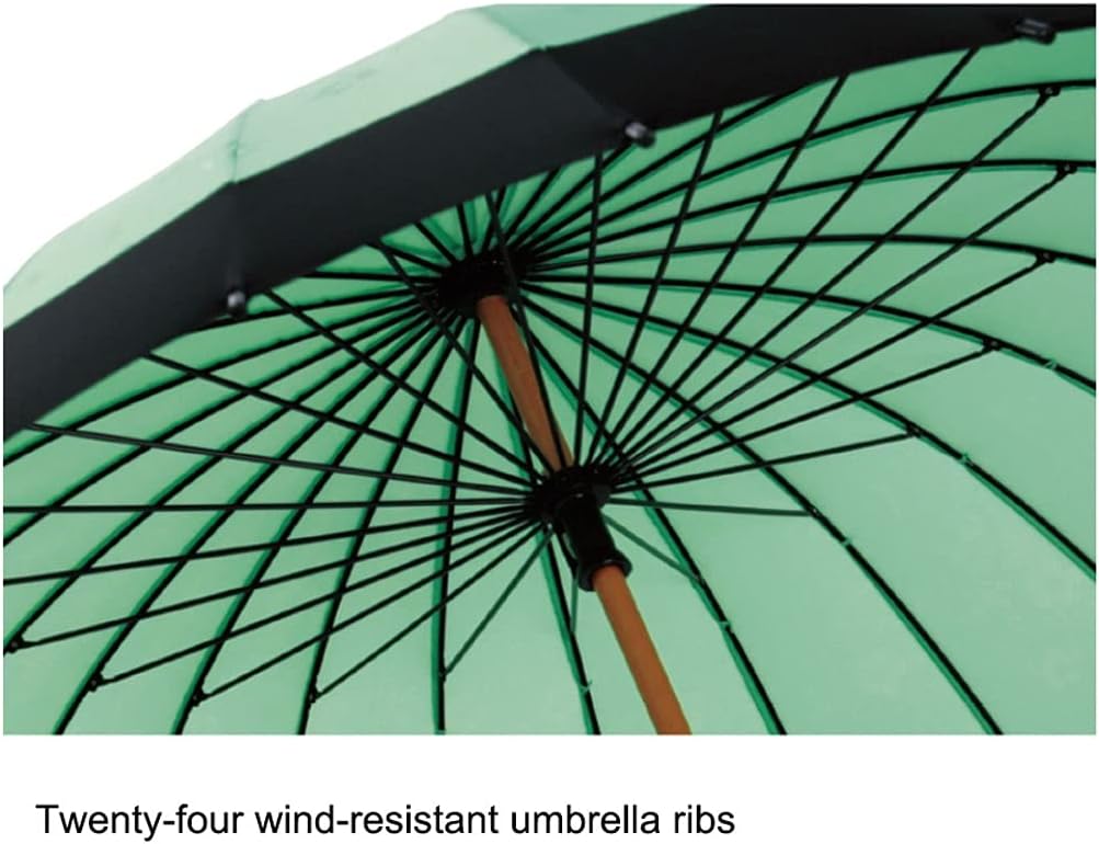 Golf Umbrella for Outdoor Green Extra Large Umbrella with Wood Handle Chinese Style Stick Umbrella for Women and Man Golf Umbrella for Adults Men Women
