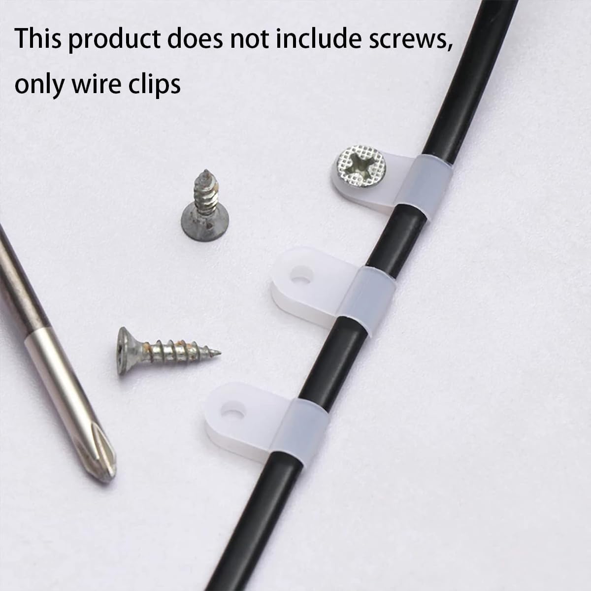200 Pcs White Nylon R-Type Cable Clamp 1/4 Inch Cable Organizer Assortment Kit for Wire Management
