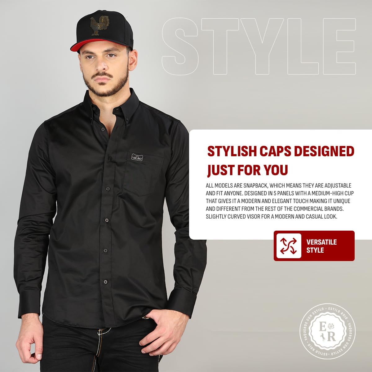 Culiacan El Gallo Black Baseball Cap - Men's Baseball Caps, Mens Caps Adjustable, Black Hats for Men and Women, Men Hats and Caps, Black Snapback Hat - Adjustable Hat - Image 3