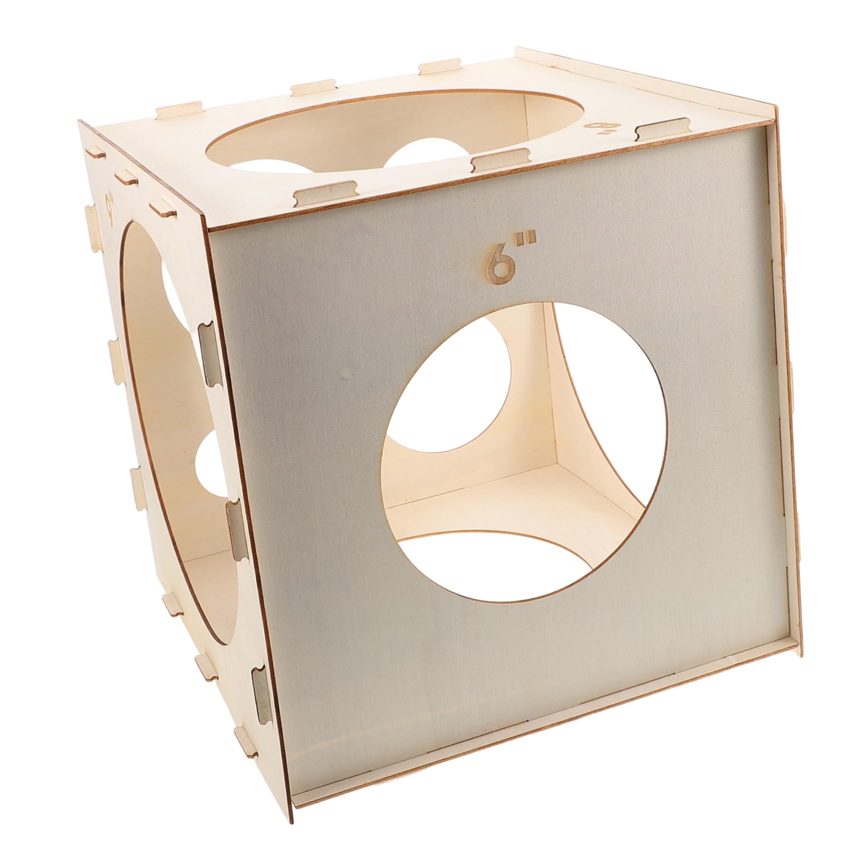 Abaodam Scatola di Misurazione per Palloncini in Legno Pieghevole a Forma di Cubo 9 Fori, Strumento Portatile ad Alta Precisione per Decorazioni di Palloncini e Eventi