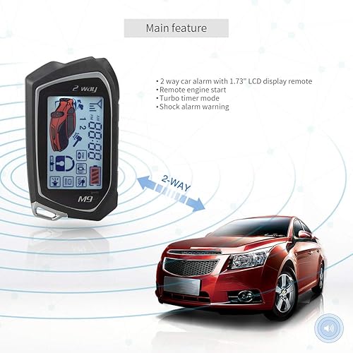Miniatura 6 de EASYGUARD EC201-M9 Sistema de alarma de coche de 2 vías con pantalla LCD grande de 1.73 pulgadas Buscapersonas Pantalla de arranque remoto Turbo