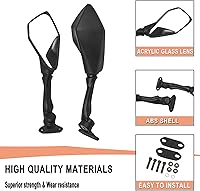 Vista 3 de Worldmotop - Espejo retrovisor lateral ajustable para motocicleta, repuesto para KAWASAKI Ninja 400 Ninja400 2018 2019 2020 2021 2022