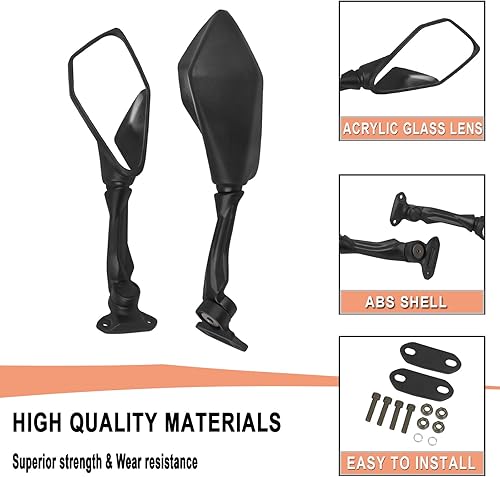 Miniatura 3 de Worldmotop - Espejo retrovisor lateral ajustable para motocicleta, repuesto para KAWASAKI Ninja 400 Ninja400 2018 2019 2020 2021 2022 (para tipo