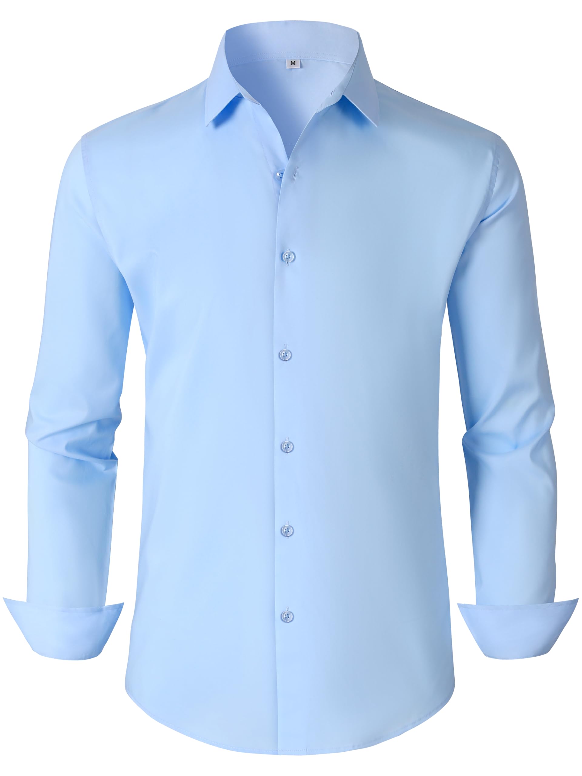 BBIBBI Mens Dress Shirts for Men Long Sleeve Wrinkle Free Button Down Shirt Formal Business Casual Shirts