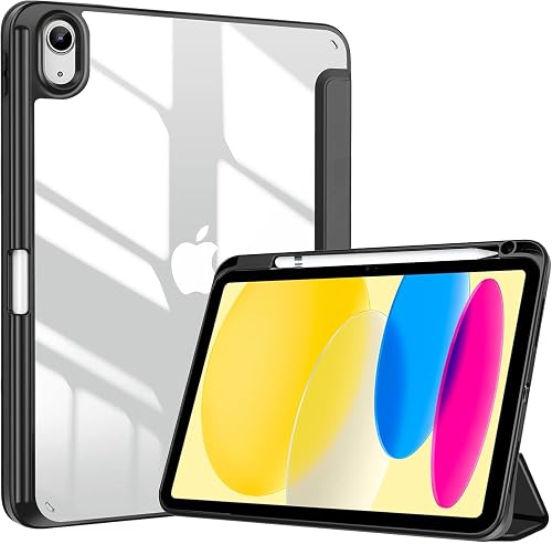 MOCA Case for iPad (A16) 11th Generation 11 Inch 2025 10th Generation Case 2022, iPad 10.9 Inch Cover with Clear Transparent Back and TPU Shockproof Frame Cover -Black