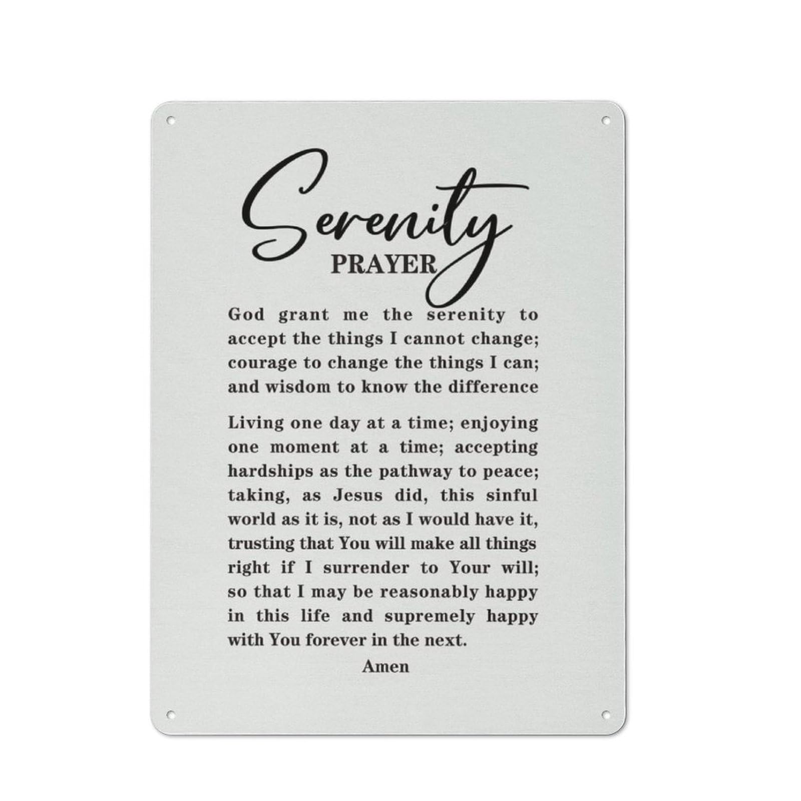 Acdoet Tin-04 Rustic Metal Tin Sign The Serenity Prayer Wall Art Decor, Christian Wall Art, God Grant Me The Serenity To Accept The Things I Cannot Change, Christian Family Religious Home Decor 12X16 Inch