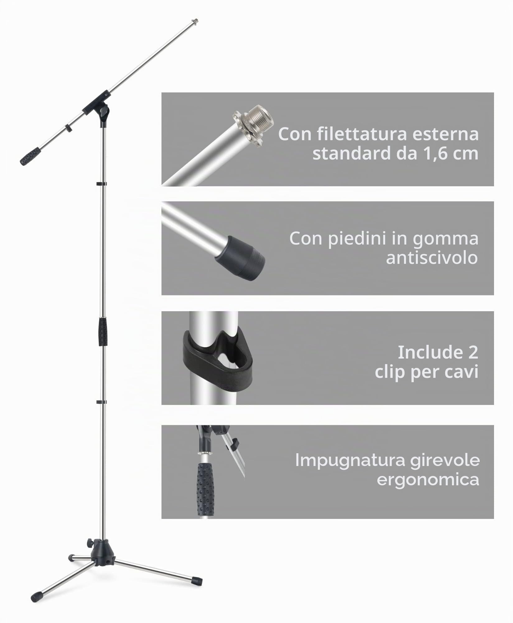 Pronomic MS-25C Pro cromo Supporto microfono