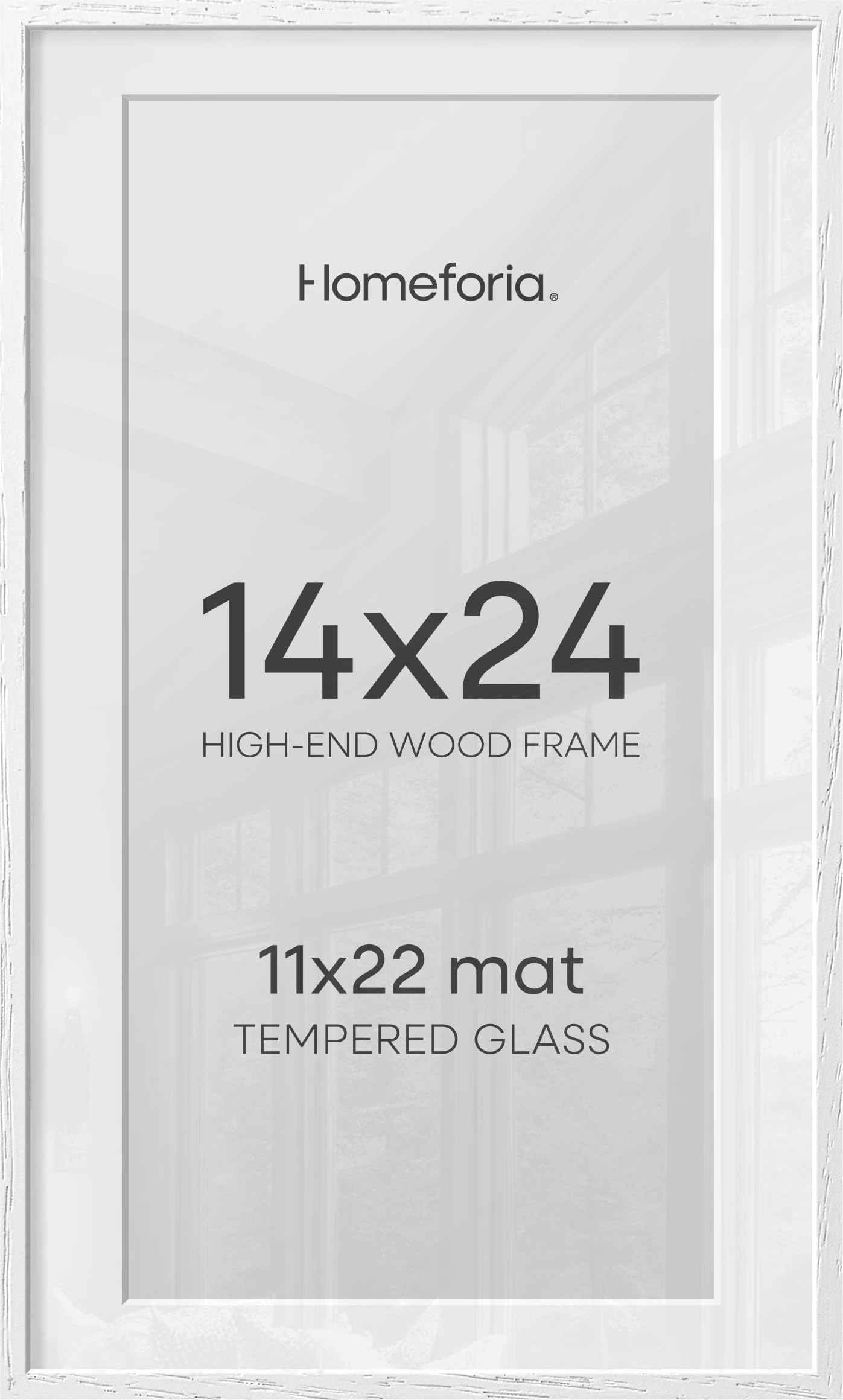 Homeforia 14x24 White Oak Picture Frame, High-End Wood, 11x22 Mat, Glass | High End Solid Oak Wood, Tempered Glass, Acid-Free 11x22 Removable Mat, 14x24 Edge-to-Edge Display 24x14, Wall Kit, Set Of 2
