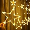 Orret Home 8 Function Decorative Star Led 12 Pendant Stars Led Light Christmas Light Decorative Light Star Curtain Led Fringe Led Rope Led Waterproof Led Garden Decoration Led (Star)