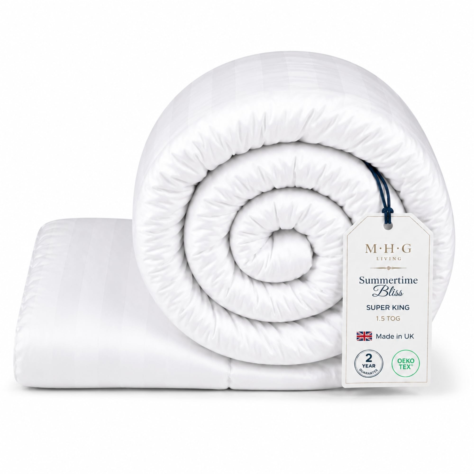 Mhg Living 1.5 Tog Summer Super King Duvet - Lightweight Cooling Hollowfibre Quilt For Hot Sleepers, Oeko-Tex Certified, Made In Uk, Hypoallergenic & Breathable, Machine Washable Bedding, 260X220cm
