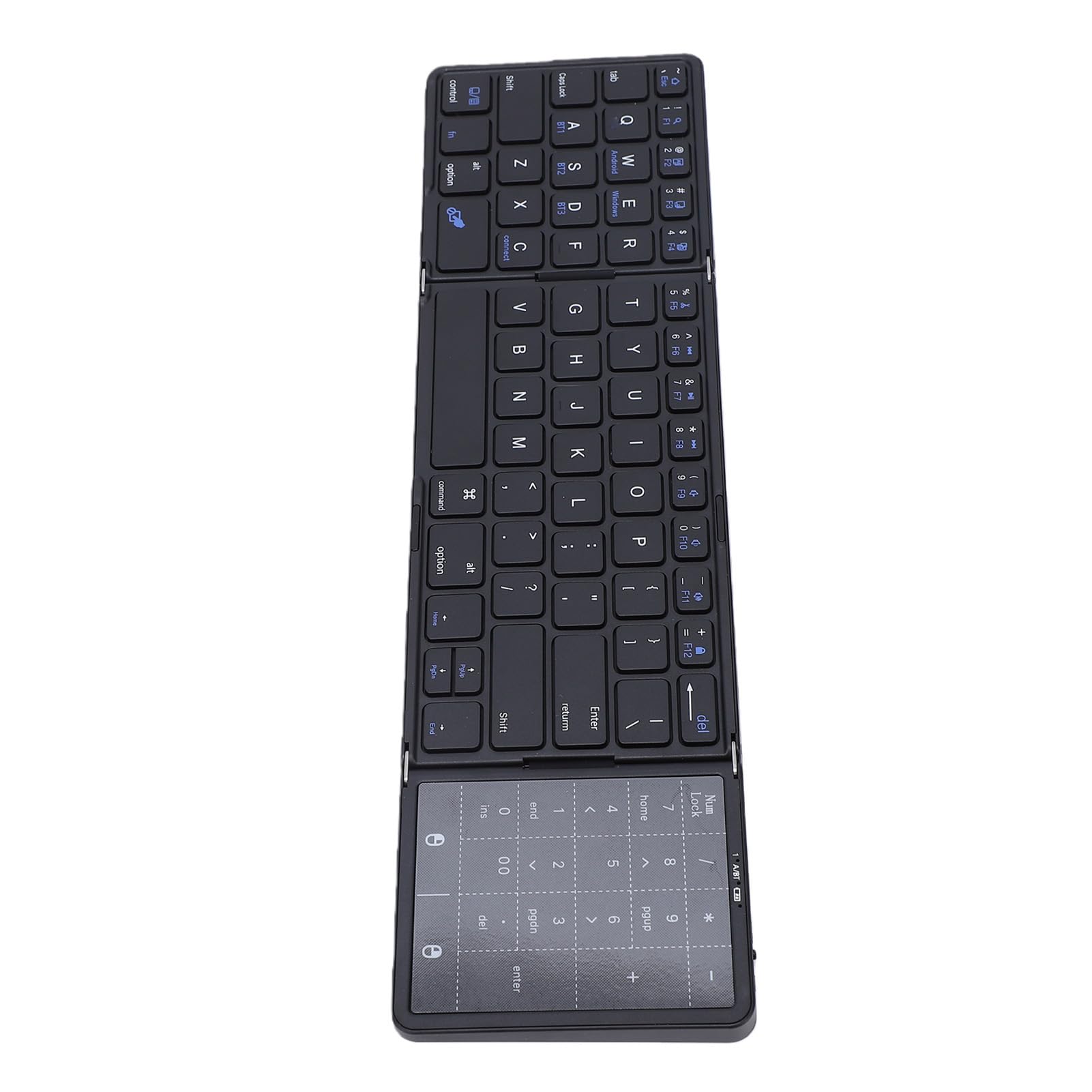 Tastiera Bluetooth Pieghevole con Touchpad, Tastiera Wireless Portatile Ripiegabile con Sincronizzazione Multidispositivo per Telefono, Tablet, Laptop (BLACK)